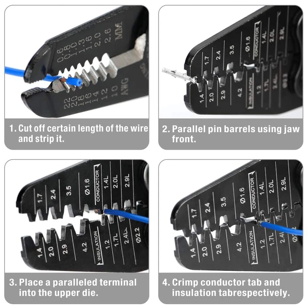 Imagem -05 - Iwiss-micro Conector Crimper Alicate para Crimpagem Awg3014 Open-barrel e Conectores de Molexte Amp Jst Jae Hrs Iws-1442l