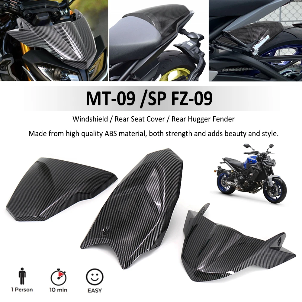 

Motorcycle Windshield Windscreen Rear Passenger Seat Cover Hugger Fender Mudguard FOR YAMAHA MT-09 MT09 SP FZ-09 FZ09 2017-2020