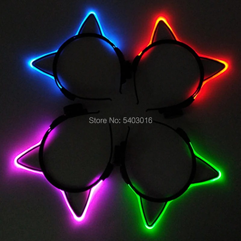 NEW LED Light up Headwear 6 Lighting colors Cat Ear LED Flashing Headband LED Headband Rave Women Girls Glow Party Supplies