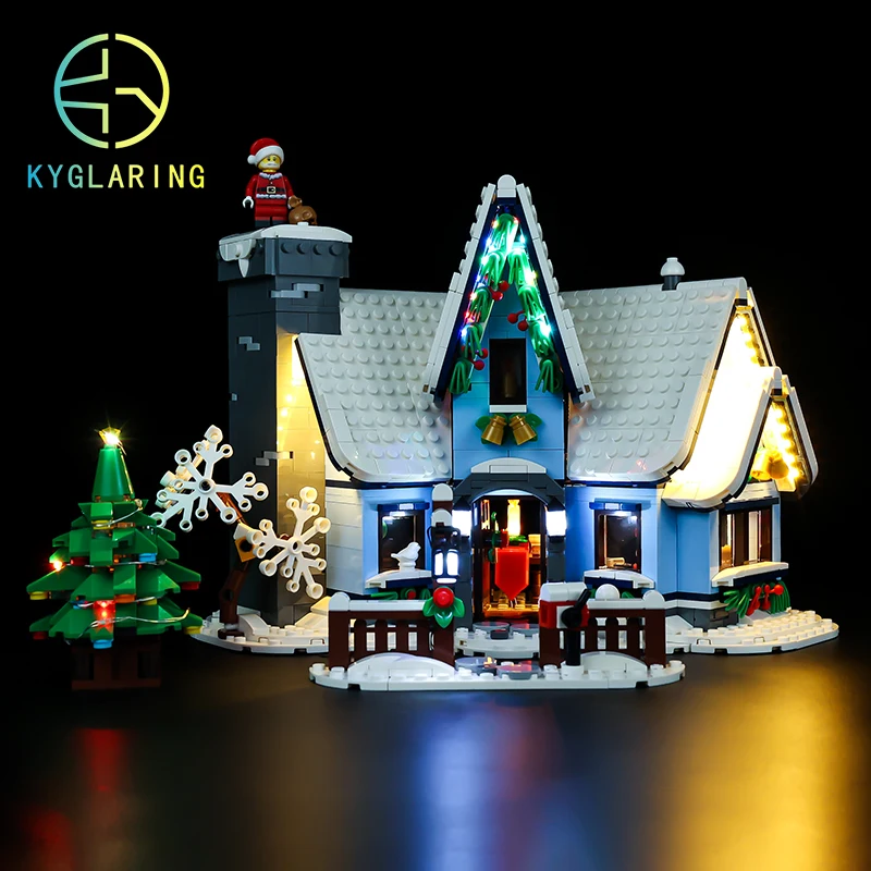 Kyglaring Led Lighting Set DIY Toys for Creation 10293 Santa\'s Visit Winter Village Blocks Building (Only Light Kit Included)