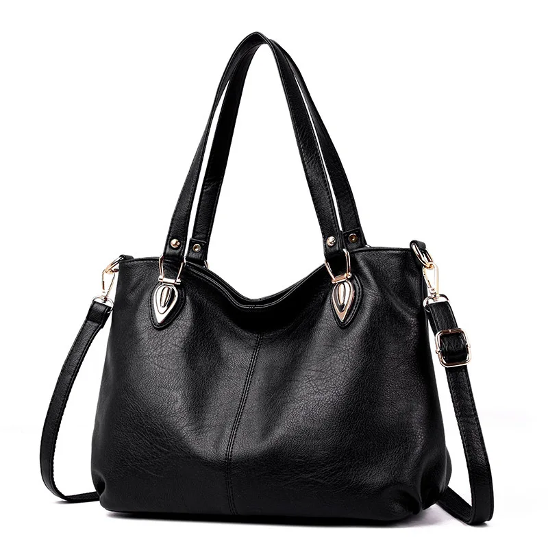 Red Ladies Hand Bag Women\'s Genuine Leather Handbag Black Leather Tote Bag for Women Summer Handbag Bolsas femininas  A333