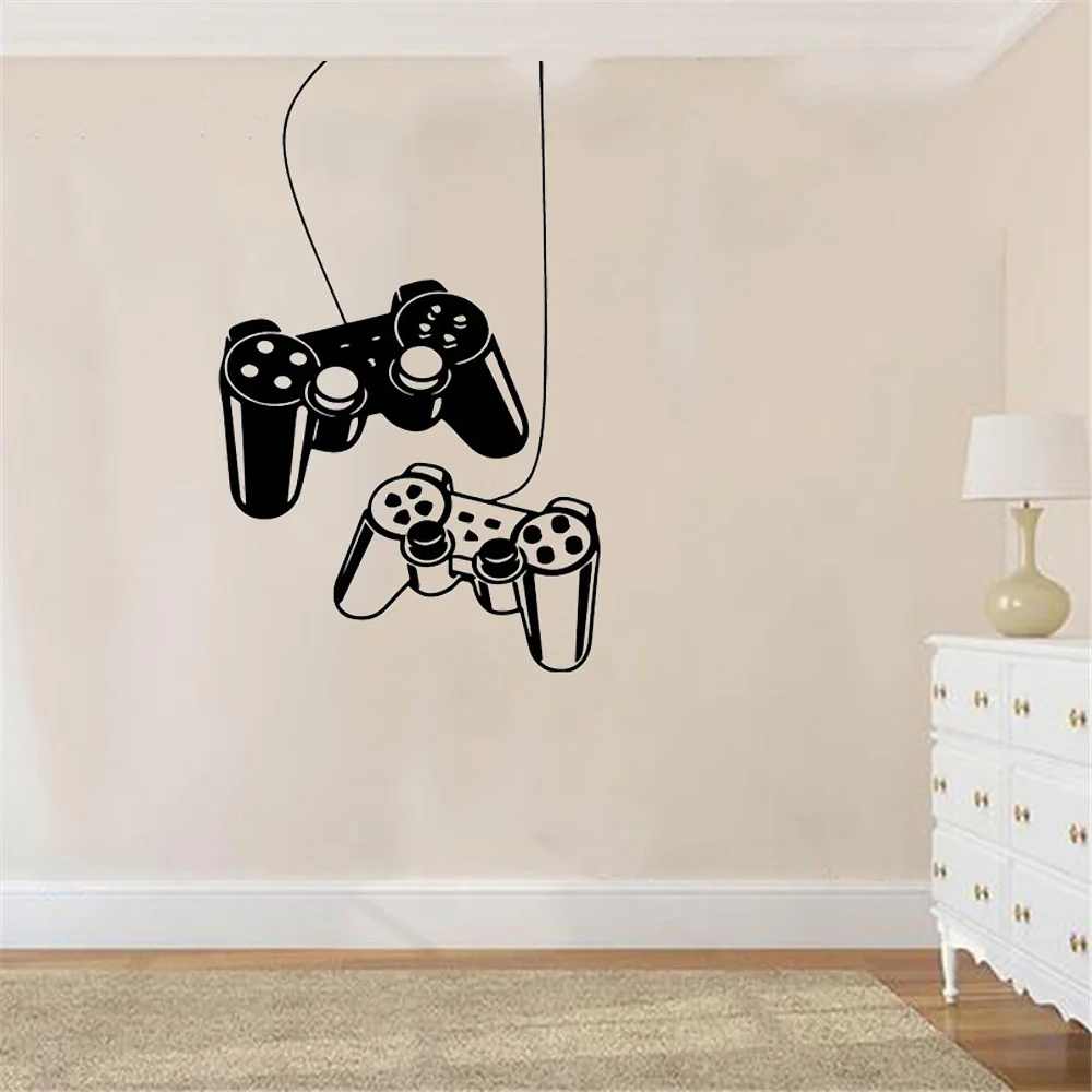 Creative Gamer Vinyl Wall Stickers Gamepad Wallpaper For Kids Boy's Room Game Room Decoration Sticker Murals Decal Home Decor