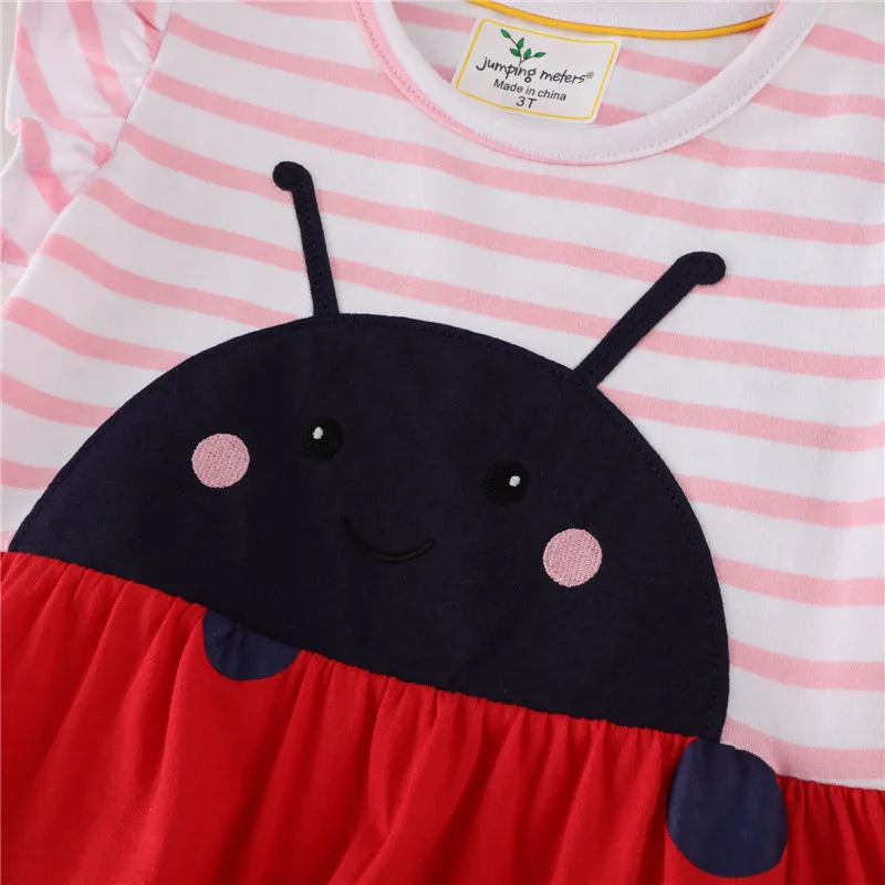 Jumping Meters  Summer New Design Princess Girls Dresses Ladybug Cute Baby Clothes Tunic Children\'s Birthday Wedding Frocks