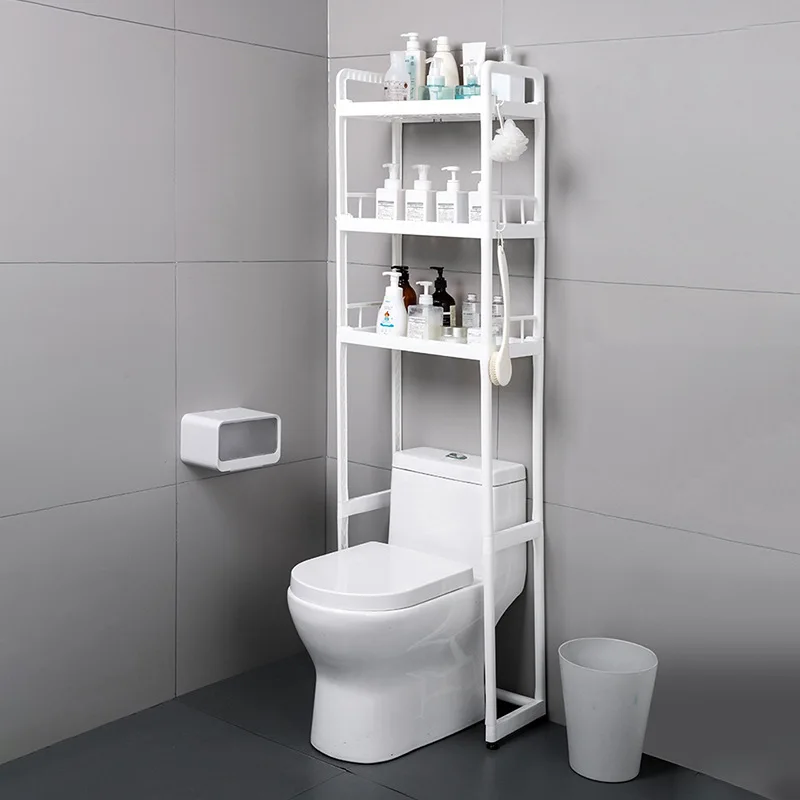 

Nordic Style Plastic Bathroom Floor Type Storage Rack 1/2/3 Layer Bathroom Shelf Adjustable Save Space Storage Shelf ZH309