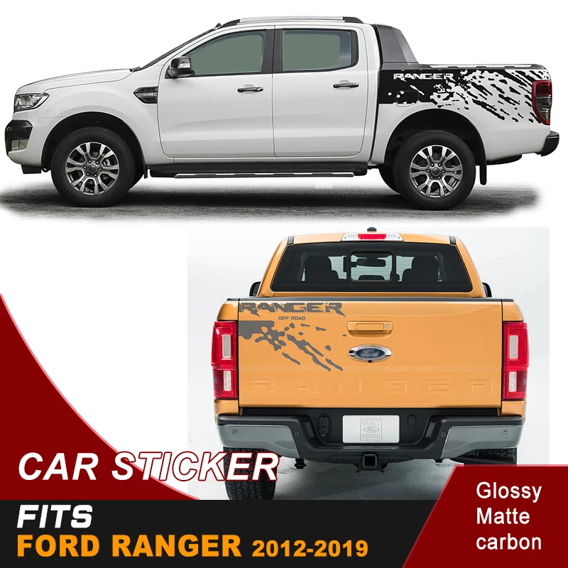 

car decals mudslinger side body sticker box bed graphic vinyl and tail door car sticker for Ford ranger wildtrack