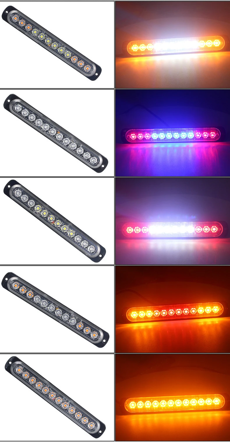 2x12 LED ultra-cienkie światło stroboskopowe samochód motocykl ciężarówka boczne ostrzeżenie awaryjne migająca lampka przyczepy do samochodów ciężarowych światło policyjne Flasher