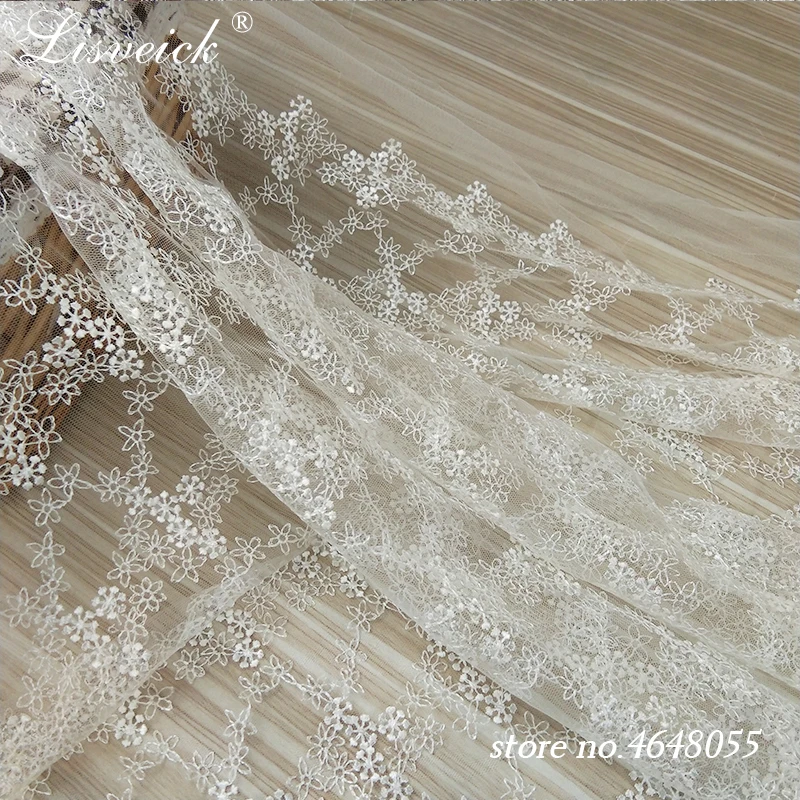 1y New Lightweight mesh fabric Fashion flower embroidery mesh tulle lace fabric Fine wedding dress Skirt accessories diy dress