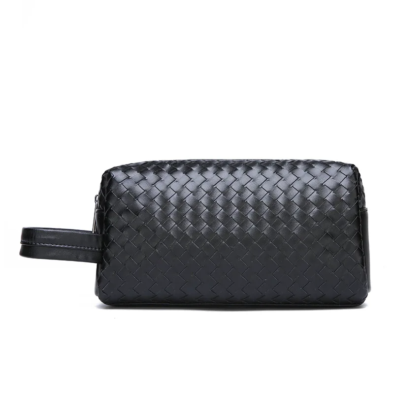 New Design Men's Handbag Fashion Woven Day Clutch Male Business Travel Bag Wash Bag Big Capacity Casual Bag for Man