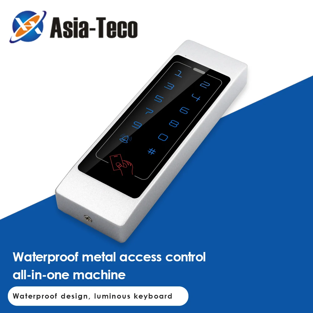 Narrow 125Khz RFID Metal Keypad Keyfob Entry Door Lock Waterproof Access Controller Wiegand Auto Lock System M03