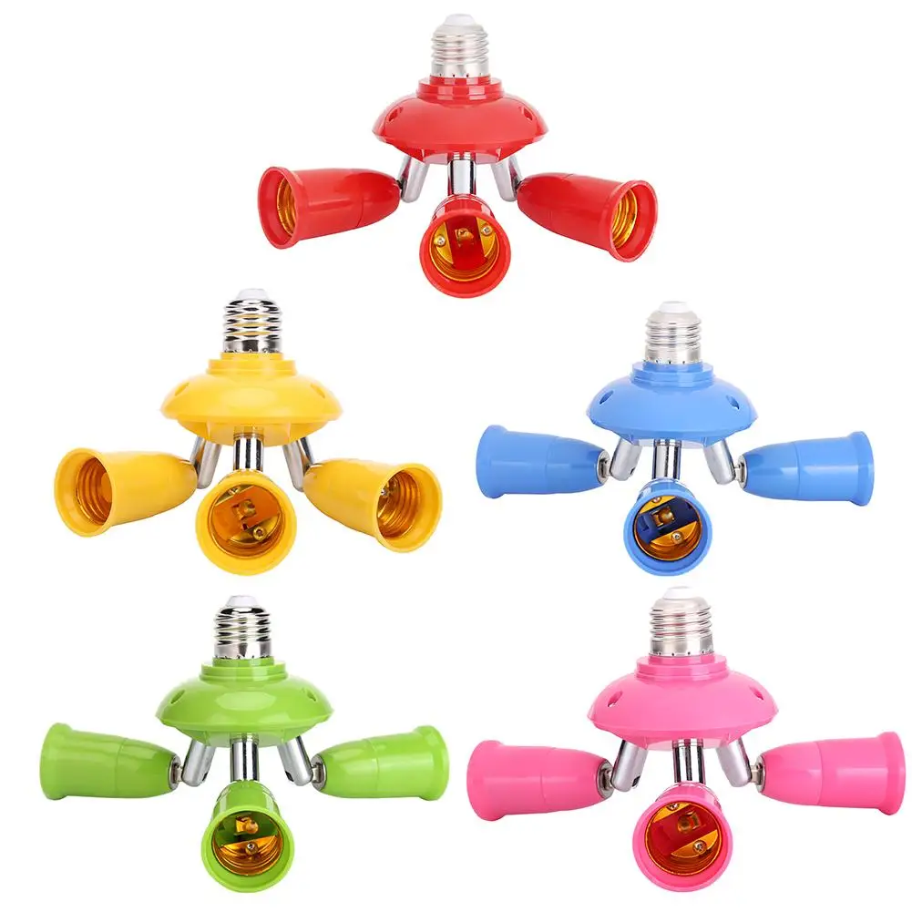 Base de lâmpada 3 em 1 e27 para e27, suporte de lâmpada led divisor, adaptador de lâmpada ca 85-285v, base de lâmpada plástica rotativa