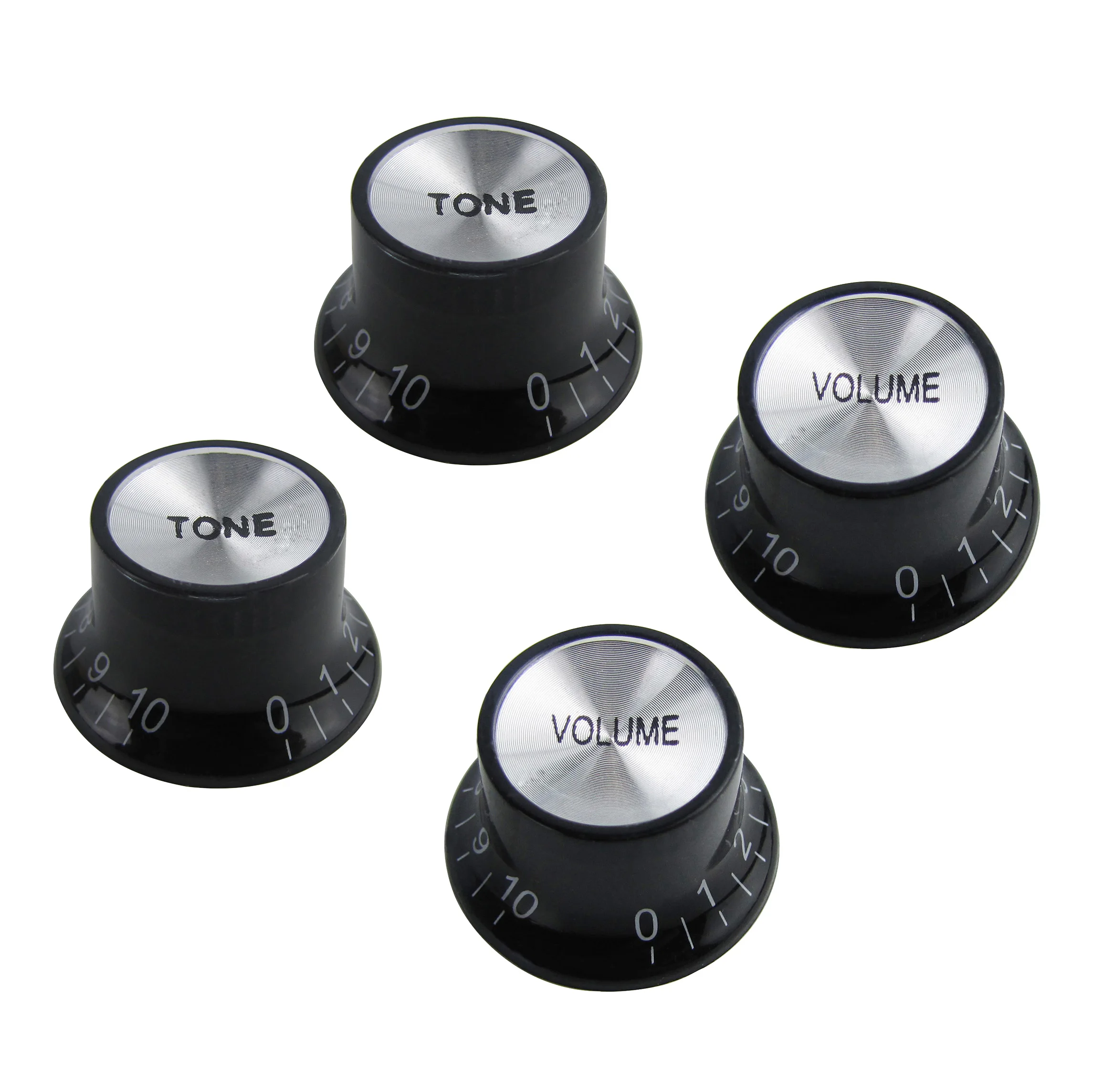 4pcs Silver Reflector Knobs Guitar 2 Volume&2 Tone Speed Control Knob Top Hat Knobs Potentiometer Knob Fits Les Paul Epiphone SG