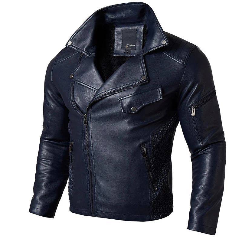 

New Brand PU Leather Jacket Men Winter Fleece Warm Wool Liner Windbreaker Leather Coat Men Slim Fit Moto&Biker Jacket Men M-XXL