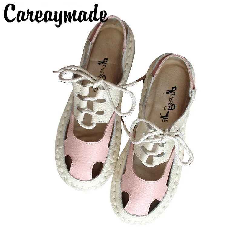 Careaymade-Real Leather summer lace forest literature antique original handmade Harajuku flat shoes, super soft women's shoe