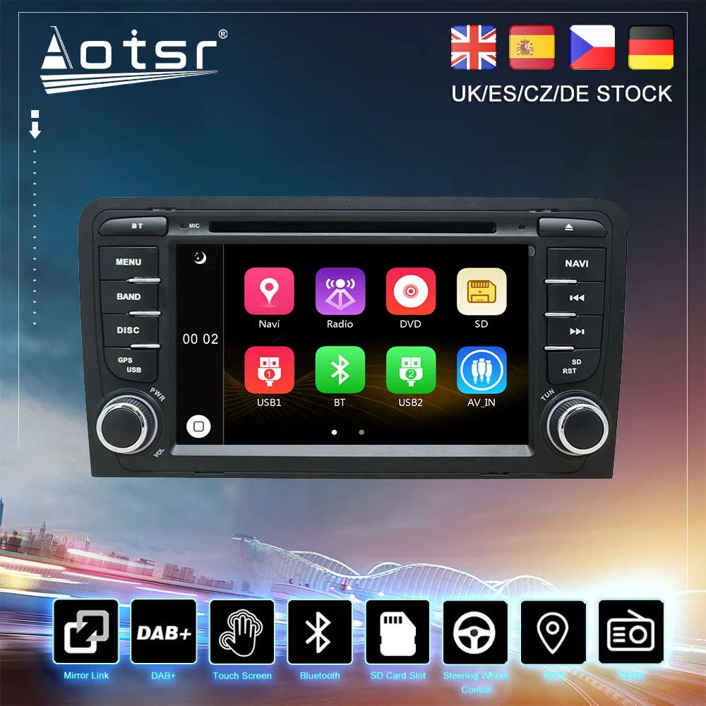 For Audi A3 8P S3 2003 2004 2005 2006 2007 2012 RS3 Car CD DVD GPS Navigation Radio Stereo Auto Multimedia Player HeadUnit 2DIN