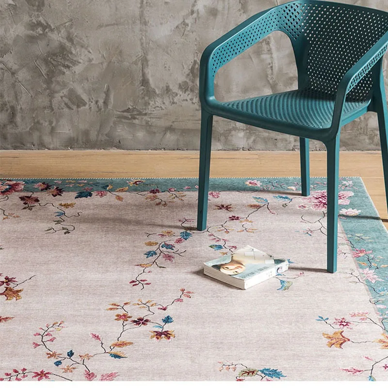 Chinese Style Flower Carpet for Living Room, Vintage American Carpet for Bedroom, Bedside Rug, Floor Mat, Cloak Room Rugs, New