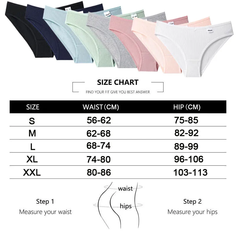 CINOON 3PCS/Set Women\'s Panties Striped Cotton Underwear Solid Color Briefs Low-Rise Soft Panty Women Underpants Female Lingerie