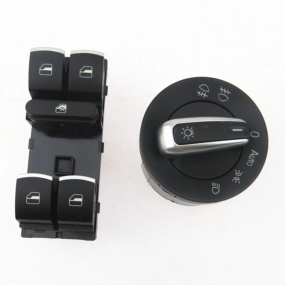 

SCJYRXS Chrome Headlight Fog Lamp Window Control Switch Button For VW Golf MK5 MK6 Passat B6 5ND941431B 5ND959857 5ND 941 431B