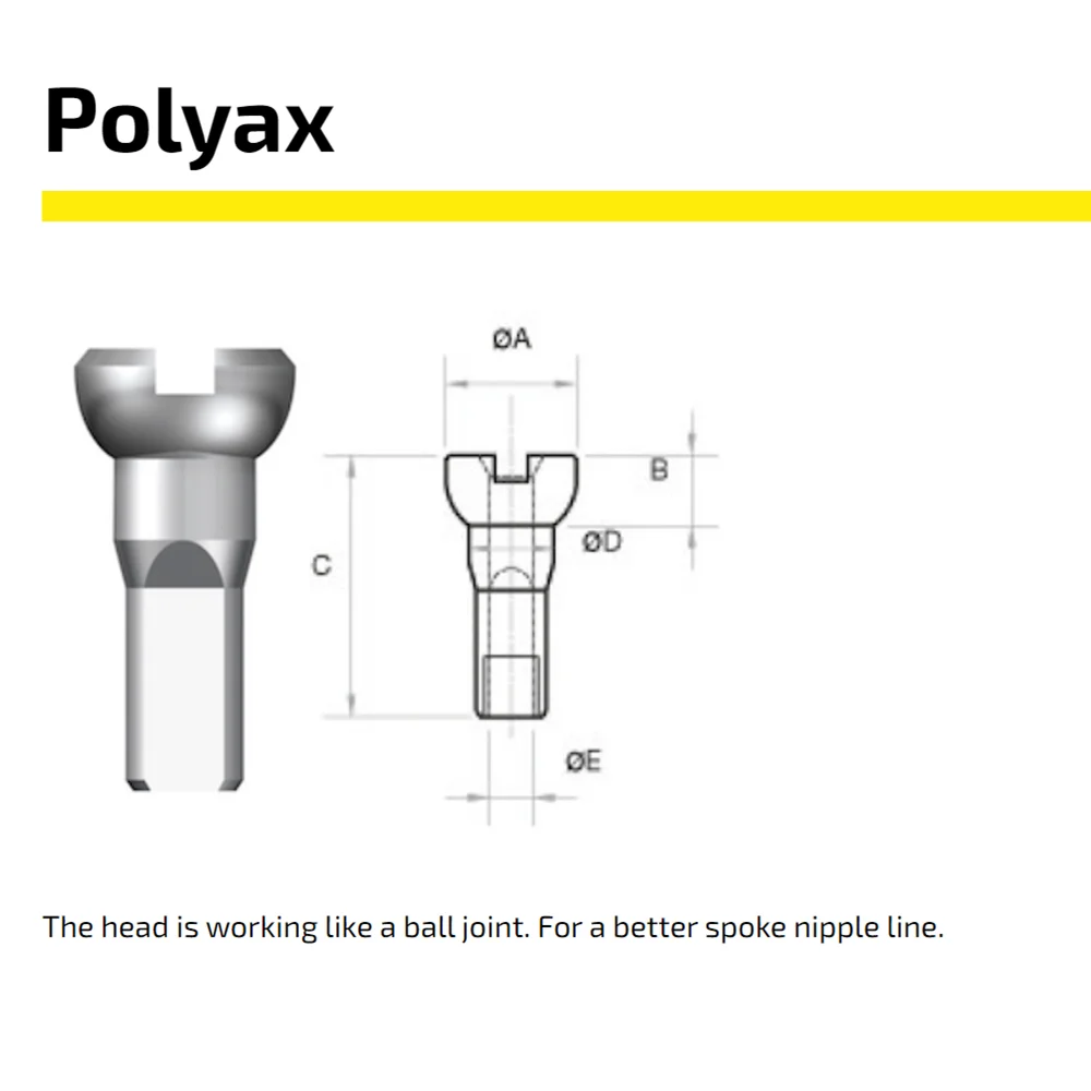 SAPIM POLYAX 황동 스포크 니플, 12 도 베벨 자전거 스포크, 니플 14G, 2.0X1, 2mm, 14mm