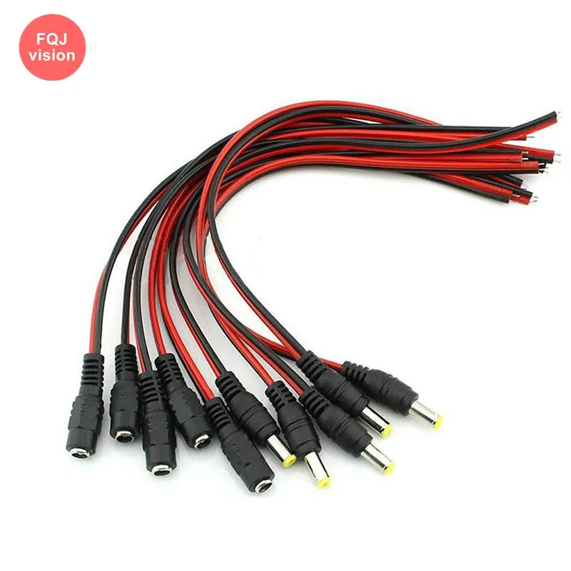 

10 Pairs 2.1x5.5mm Male Female Plug 12V DC Power Pigtail Cable Jack For Cctv Camera Connector Tail Extension 12V DC Cords