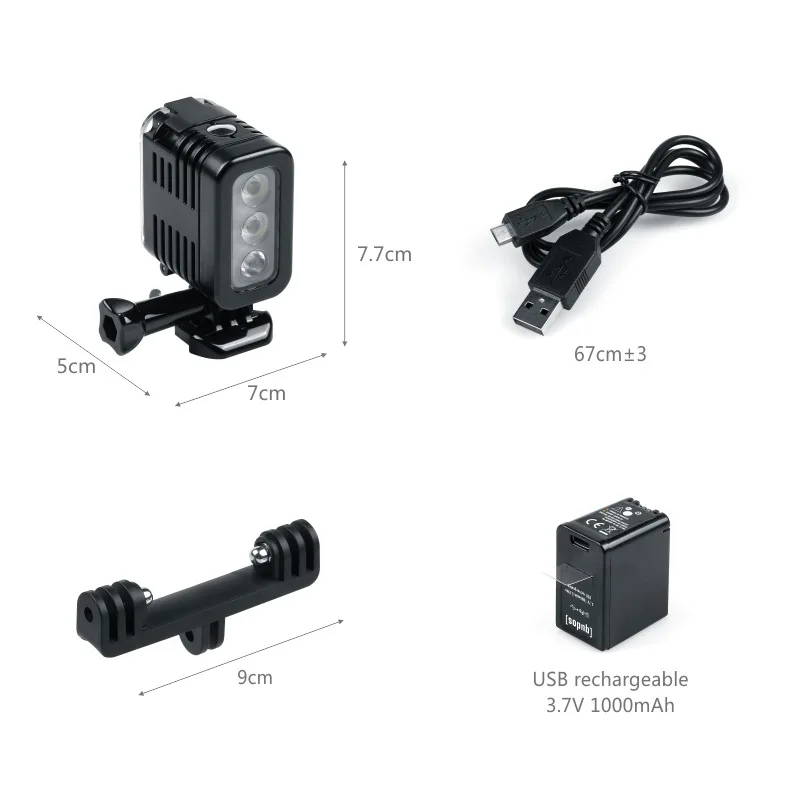 مصباح تحت الماء الغوص إضاءة مقاومة للماء بطارية ل GoPro بطل 8910 11 جلسة 4/5 شاومي يي 4K Mijia AXNEN Sjcam SJ6/8/9 H9
