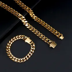 OMKAIMING Hip Hop Curb Cuban Link Chain Necklaces for Men Women 316L Stainless Steel Necklaces Fashion Jewelry Gifts Waterproof