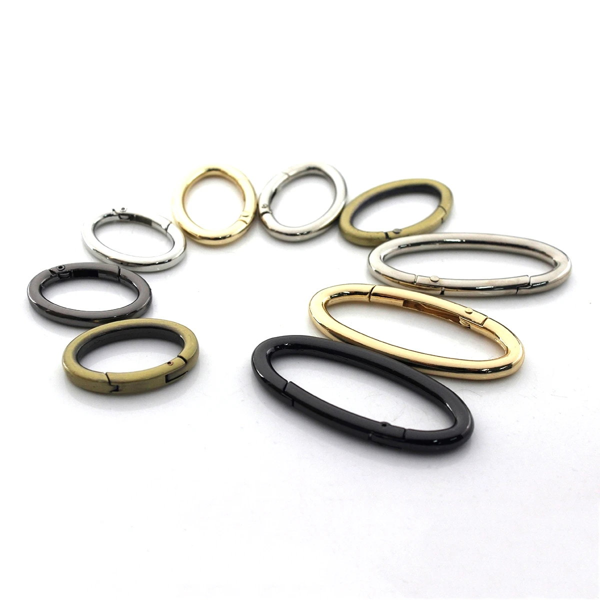 1x Metal Oval Ring Snap Hook Spring Gate Trigger Clasps Clips for Leather Craft Belt Strap Webbing Keychain Hooks S/M/L