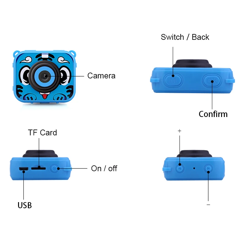 Children Mini Camera 2.0 inch Screen Digital Camera for Children Birthday Gift Waterproof 1080P Projection Video Photo Camera