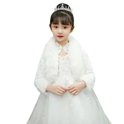 Faux Fur Bolero Kids Flower Girl Wrap Winter Coat Special Occasion Shrug Children Wedding Shawl Custom princess cape