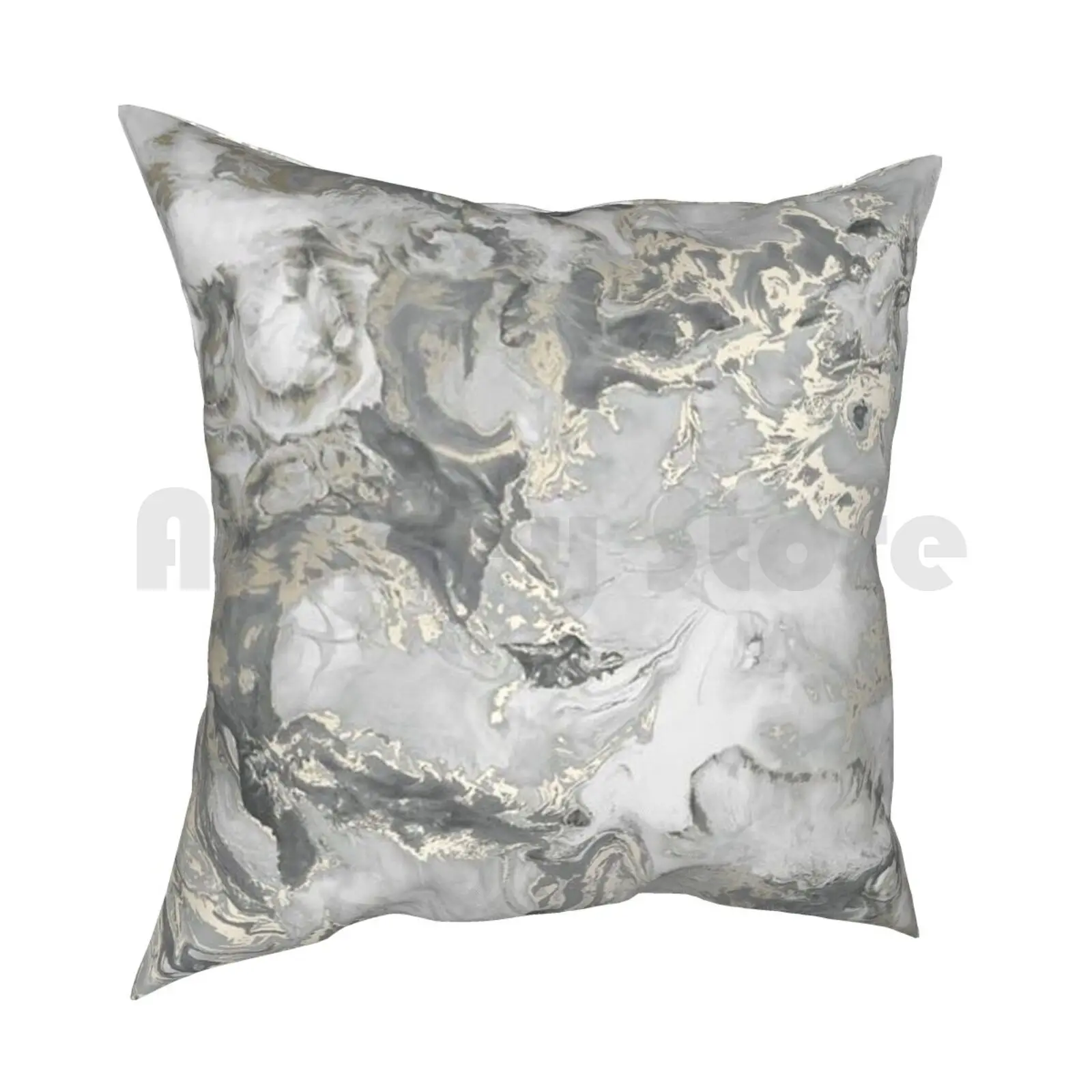 Marble Gray Silver Gold Pillow Case Printed Home Soft DIY Pillow cover Marble Gray Marble Marble Shell Popular Trend