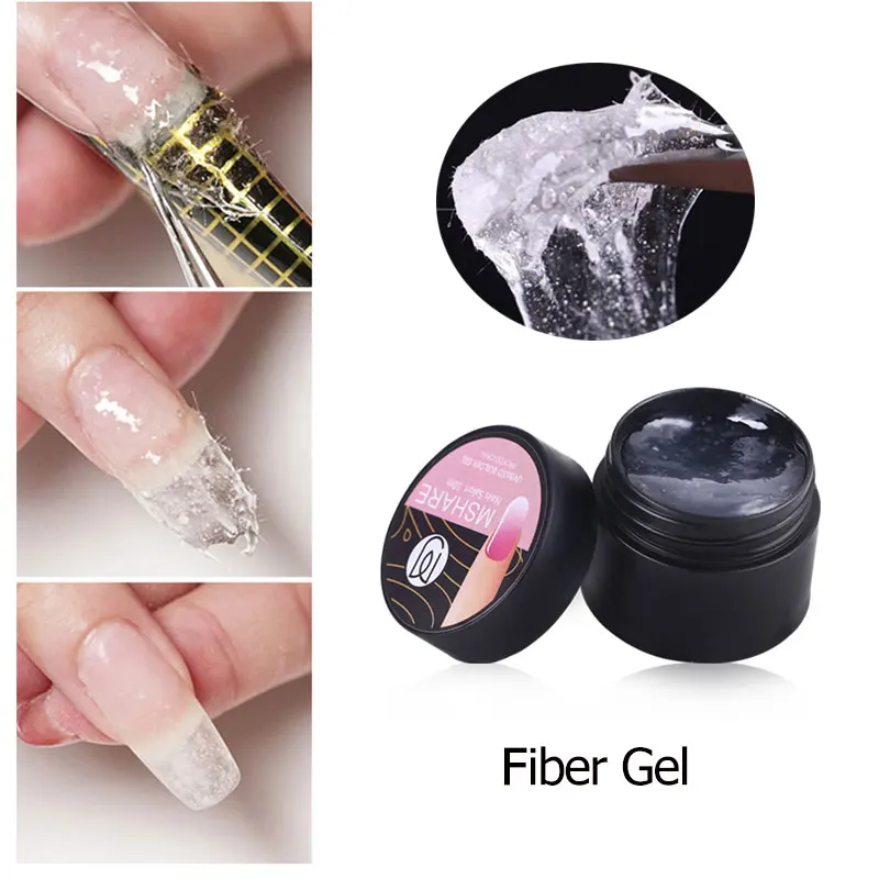 MSHARE Fiber Fiberglass Nail Extension Gel Clear White Pink 150ml