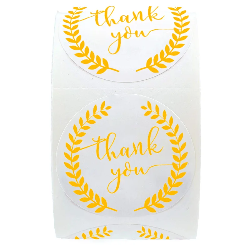 50-500pcs labels thank you stickers seal label Golden olive branch custom sticker scrapbooking for gift decoration stationery