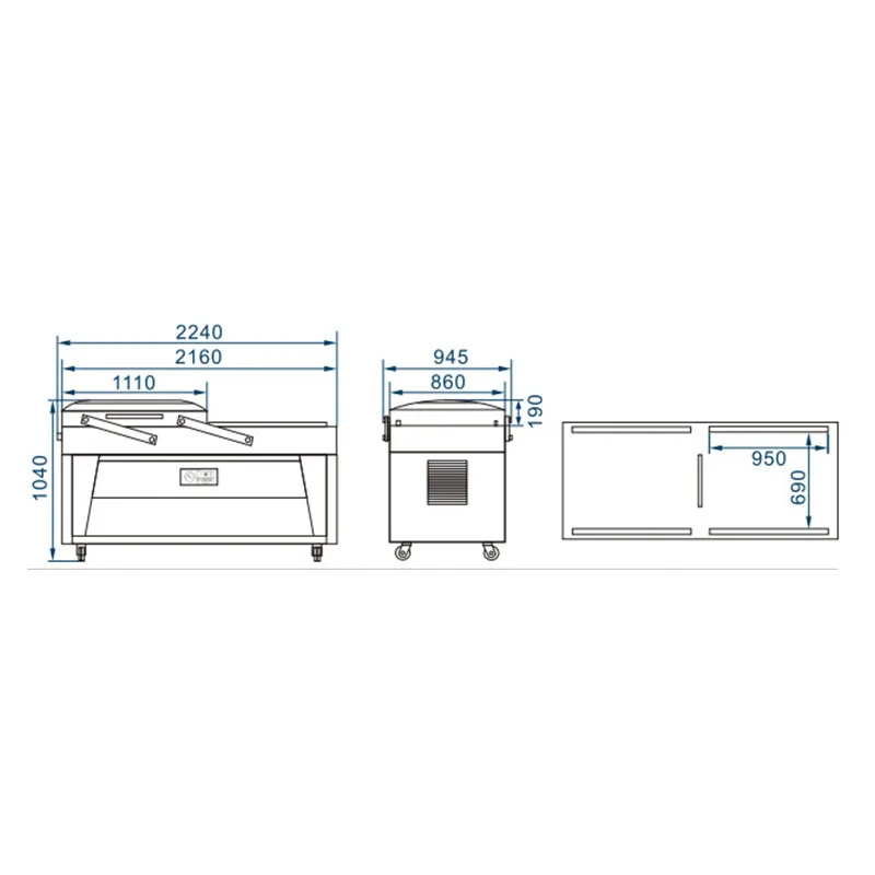 Commercial  Vacuum sealer Double chamber vacuum packaging machine pneumatic opening and closing cover large sealing machine 380V