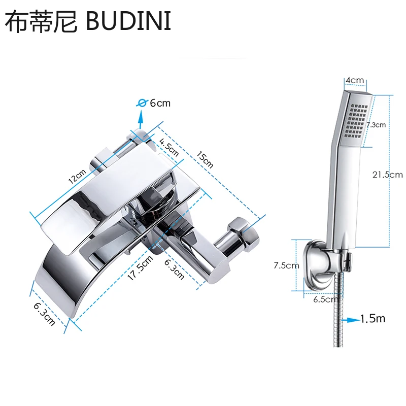 Conjunto de chuveiro para banheira e misturador, conjunto de torneira cascata para banheira, misturador de água fria e quente, torneiras de latão cromado