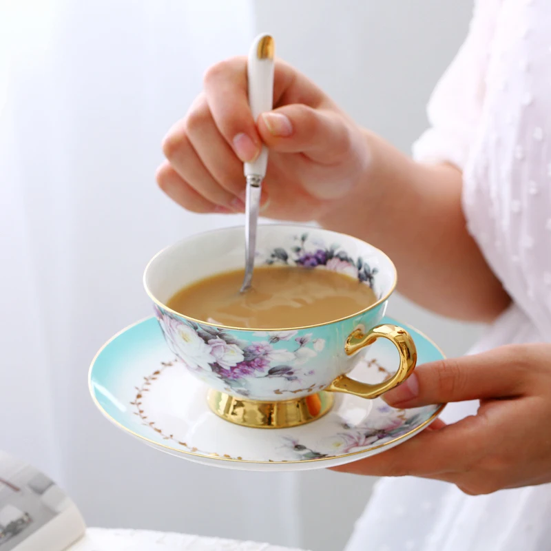 Violet Bone China English Coffee Cup Set, Teacup Saucer, Afternoon Tea Party, Milk Pot, Sugar Jar, Wedding Gift, Home Drinking