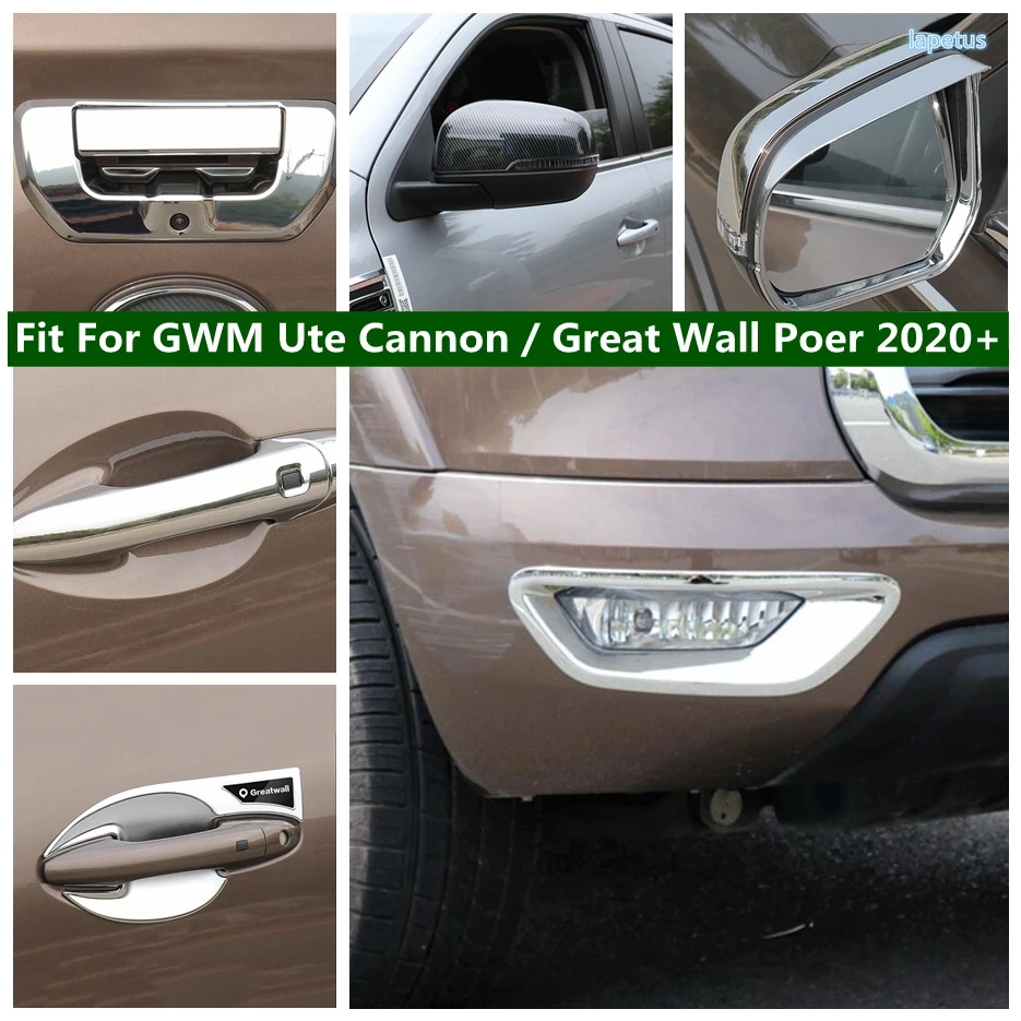 

Rear Tail Door Handle Bowl / Rearview Mirror / Fog Light Cover Trim For GWM Ute Cannon / Great Wall Poer 2020 2021 2022 Exterior