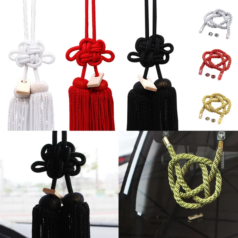 Car Rearview Mirror Pendant Chinese Knot Pendant Gold And Silver Rope Chrysanthemum Knot Meaning Safety And Good Luck