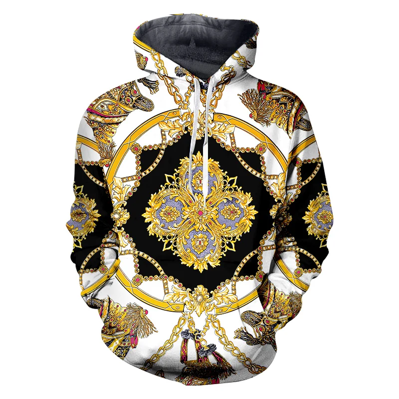 

3D Hoodies Men/Women Luxury Style Golden Flowers Long Sleeve Pullover Sweatshirt Casual All Over Printed Tracksuit Designs 4XL