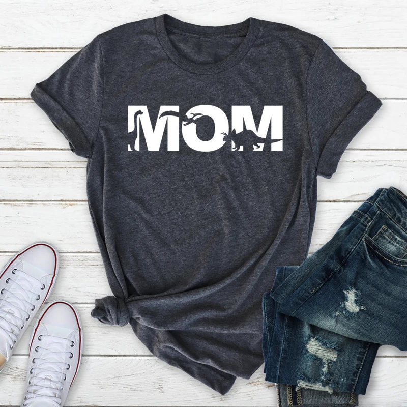 

Dinosaur Mom 100%Cotton T-shirt Funny Mamasaurus Graphic Top Tee Shirt Streetwear Cute Women Mom Life Gift Tshirt Drop Shipping