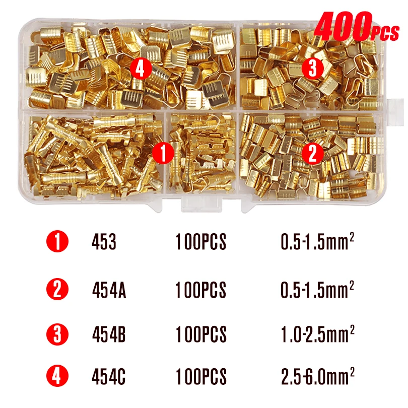 300 Stück U-förmige Kupfer-Crimpklemmen, nicht isoliert, Sortiment, Kabelverbinder, Flachsteckverbinder-Set DJ 453 – Detail 6