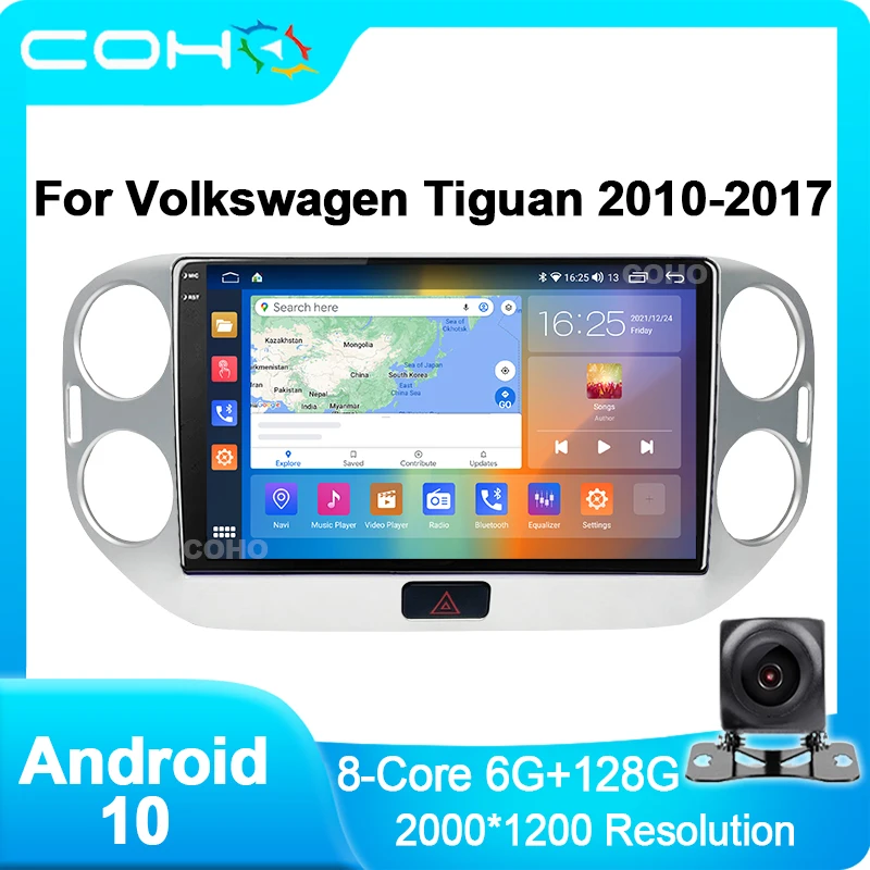 

COHO For Volkswagen Tiguan 2010-2017 Car Multimedia Player Radio Coche Android 10.0 Octa Core 8G 256G 2000*1200 Gps Navigation