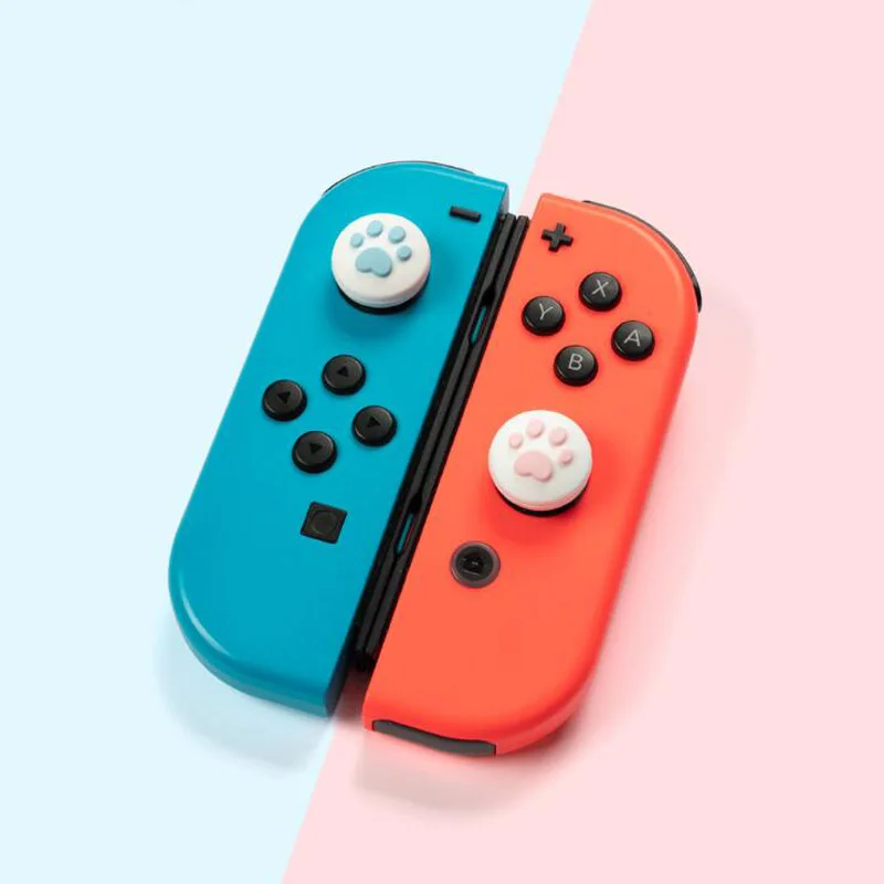 4 Uds Linda Pata de Gato garra pulgar Stick Grip Cap Joystick Cover para Nintend Switch Lite NS joy-con controlador Gamepad caja de la barra de pulgar