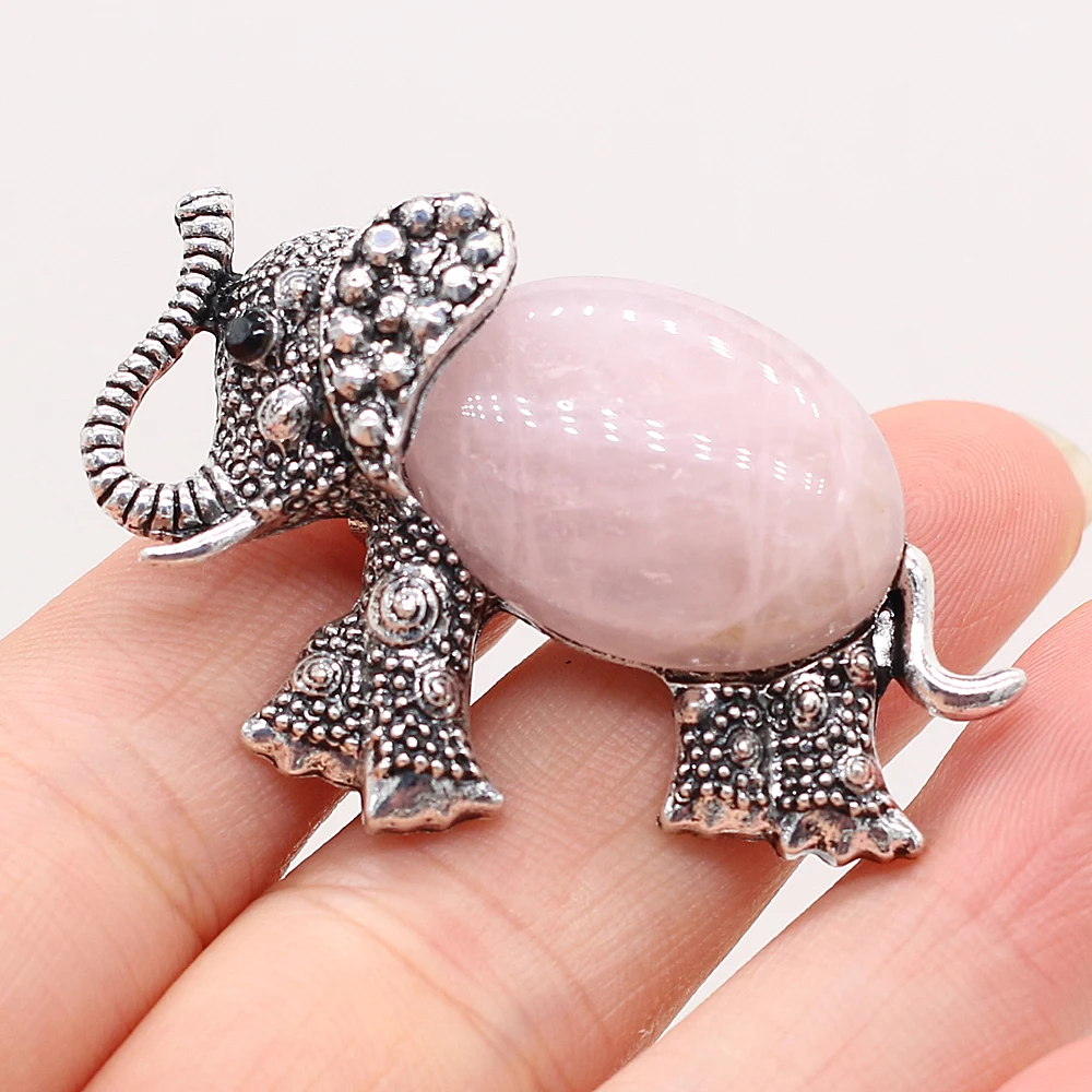 Natural Stone Metal Alloy Brooches Cute Elephant Alloy Pins for Wedding Banquet Office Jewelry Accessories