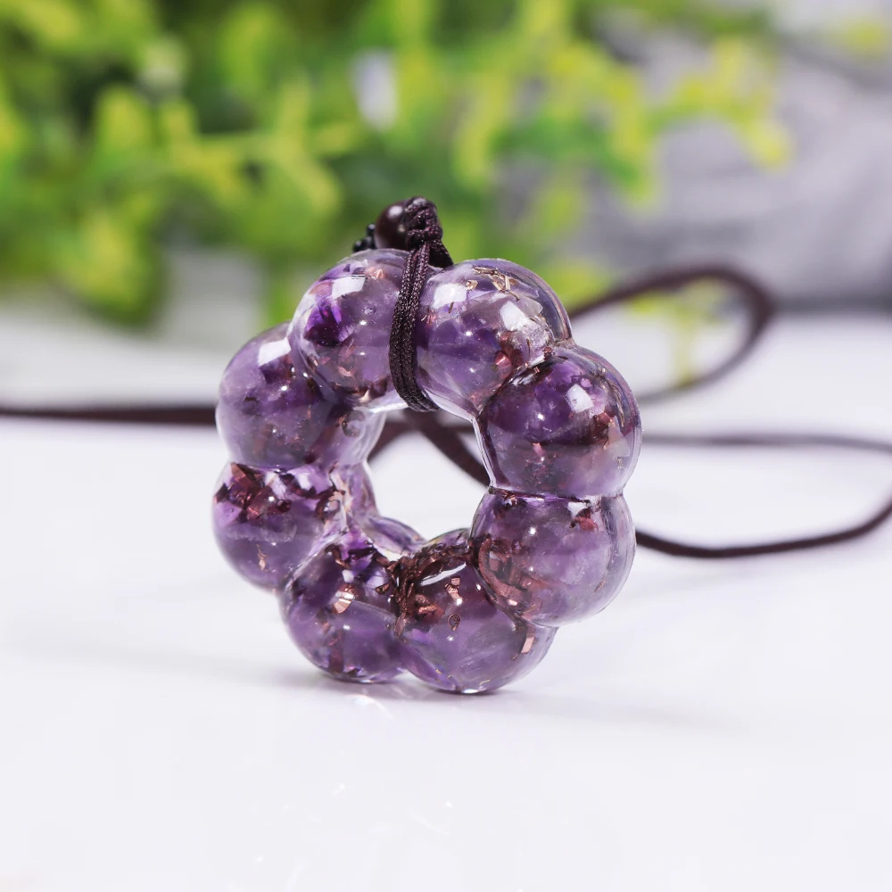 Orgonite Pendant With Amethysts Flower Of Life Orgone Necklace Healing Energies Energy Creativity And Harmony