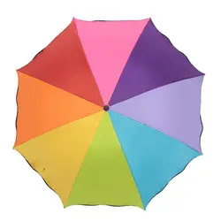 Rainbow umbrella Apollo lotus leaf sunscreen umbrella women uv clear umbrella Multicolor mixing 3 fold Ladies umbrellas