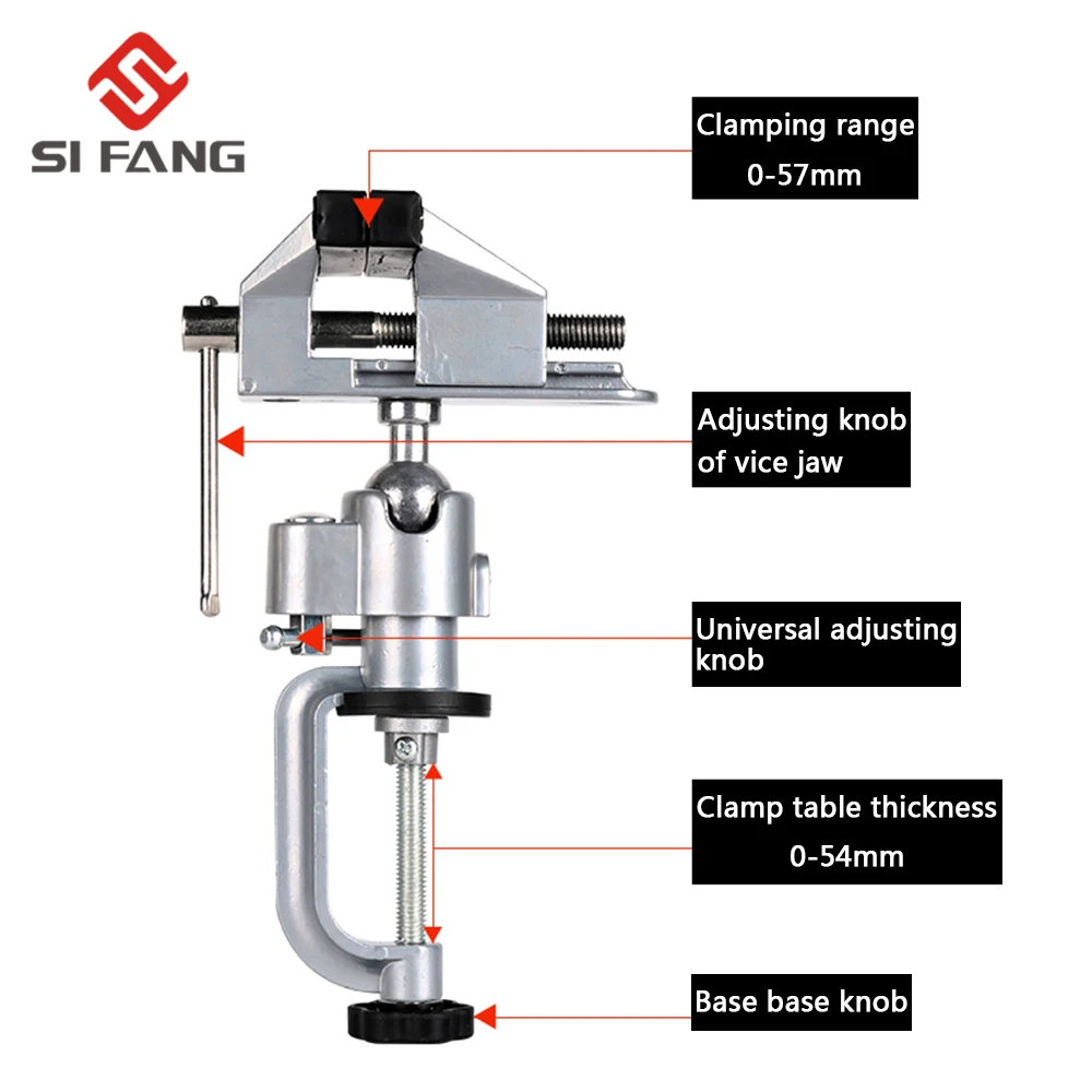 3 Style 360 Degree Rotating Table Vise Multifunctional Aluminium Alloy Swivel Bench Vise Clamp for Electric Drill etc