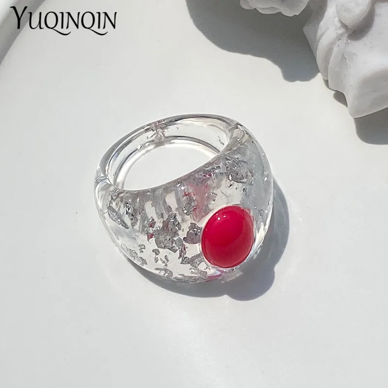 Fashion Big Acrylic  Rings Set for Women Minimalist Transparent Punk Finger Rings for Girls Vintage Accessories Designer Female