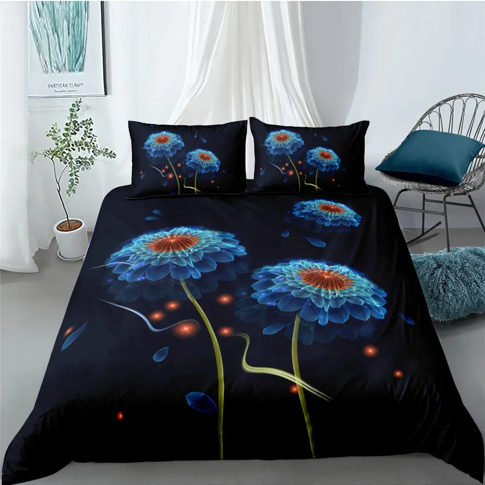 2020 Hot Sale  100% Polyester  Beautiful Flower  Pattern Bedding Sets High Quality Duvet Cover Set  Queen/Twin/King Size