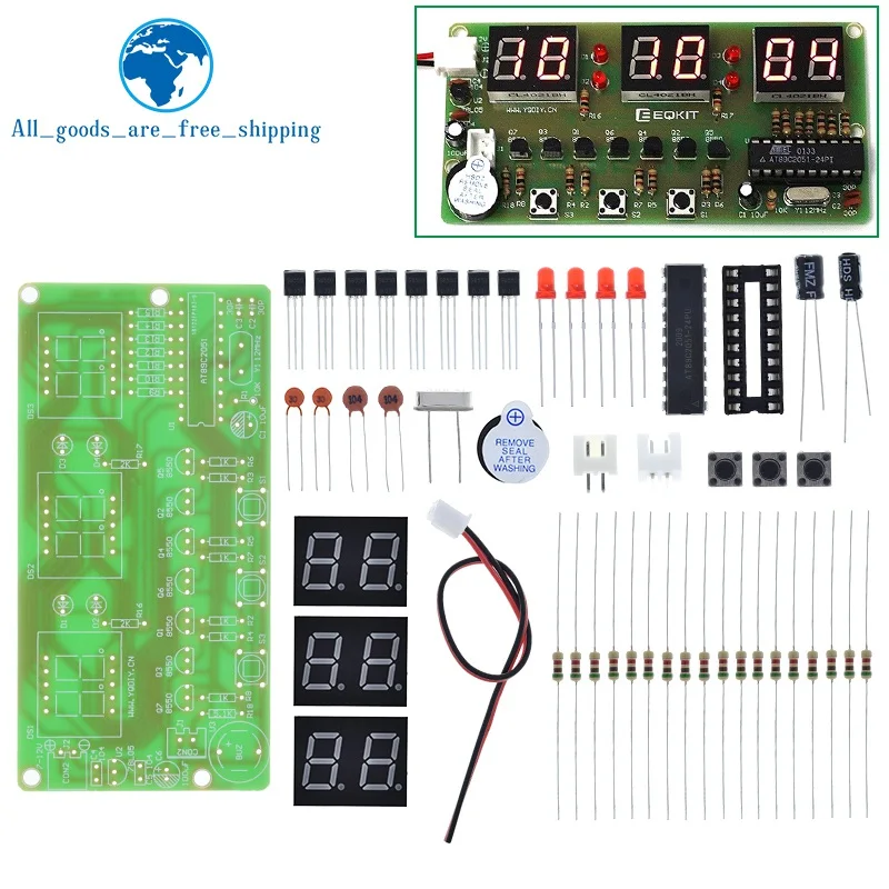 

Набор цифровых электронных часов C51, наборы «сделай сам», 6 бит, электронные детали и компоненты, производство электроники
