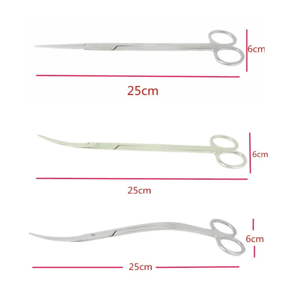 Stainless Steel Aquarium Water Grass Waterweed Clipper Long Wave Scissor Tool Kit Water Grass Cutter Clipper Fish Tong 3 Shapes