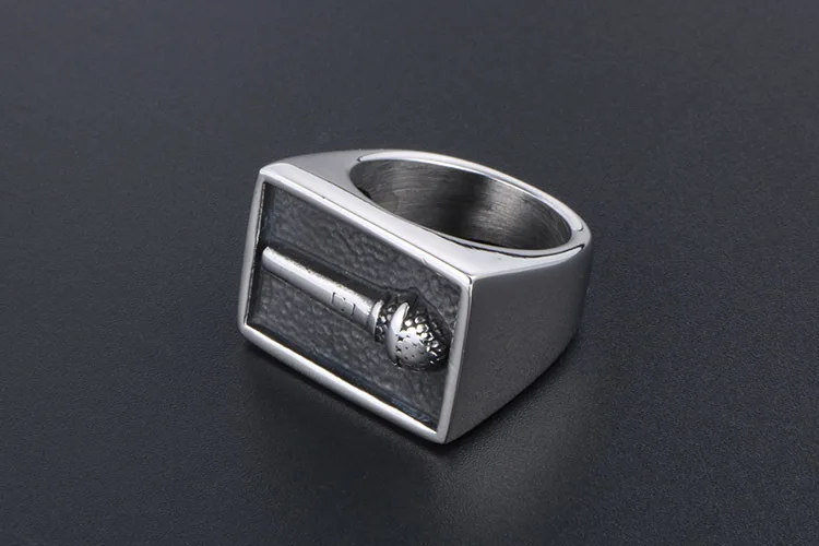 Retro simple men's wide microphone ring trendy male index finger 925 sterling silver ring